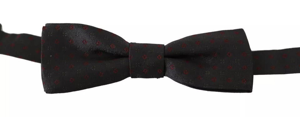 Dolce & Gabbana Dolce & Gabbana Gray Dotted Silk Adjustable Neck Bow Men's Tie