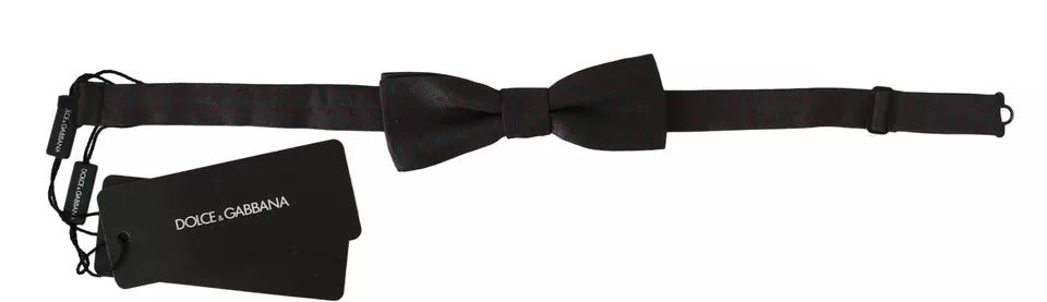 Dolce & Gabbana Dolce & Gabbana Gray Dotted Silk Adjustable Neck Bow Men's Tie