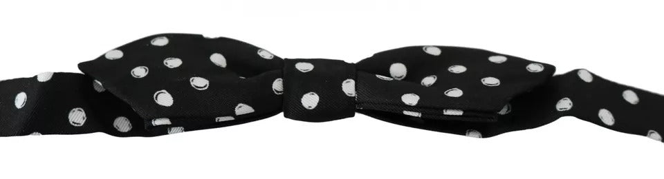 Dolce & Gabbana Dolce & Gabbana Black Polka Dots Adjustable Neck Bow Men's Tie