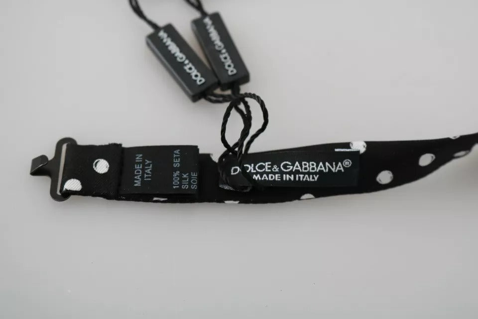 Dolce & Gabbana Dolce & Gabbana Black Polka Dots Adjustable Neck Bow Men's Tie