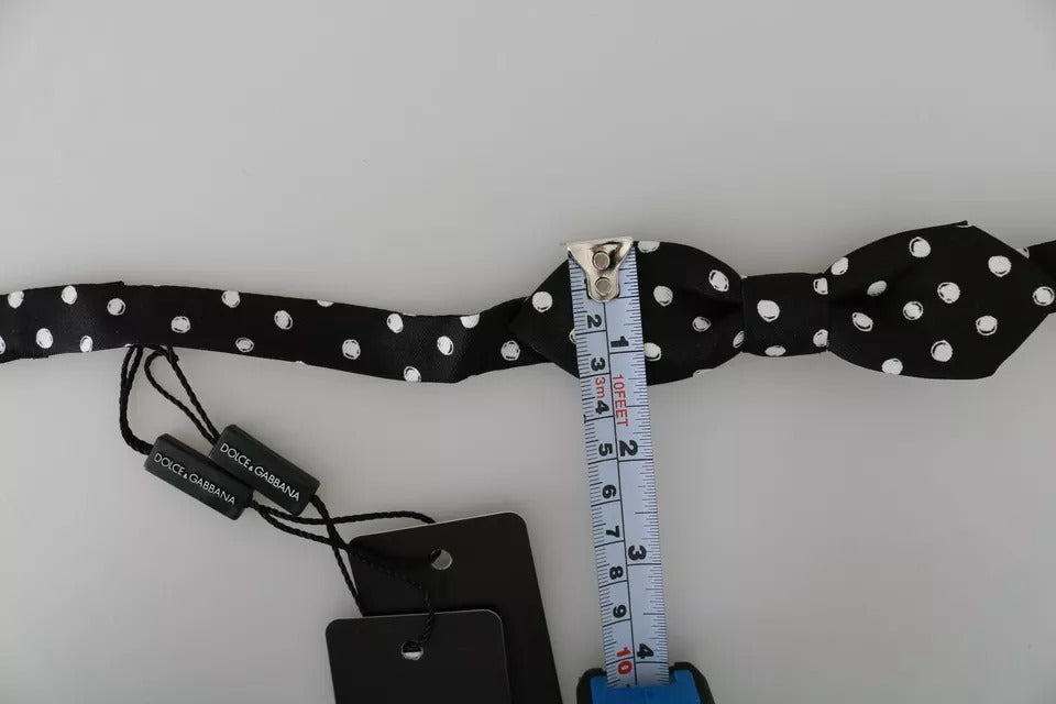 Dolce & Gabbana Dolce & Gabbana Black Polka Dots Adjustable Neck Bow Men's Tie