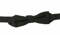 Dolce & Gabbana Dolce & Gabbana Gray Pattern Silk Adjustable Neck Bow Men's Tie