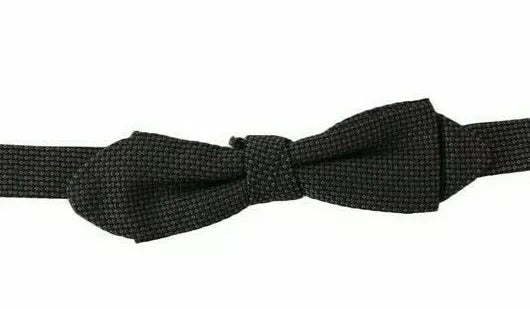 Dolce & Gabbana Dolce & Gabbana Gray Pattern Silk Adjustable Neck Bow Men's Tie