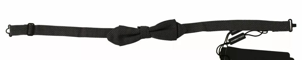 Dolce & Gabbana Dolce & Gabbana Gray Pattern Silk Adjustable Neck Bow Men's Tie