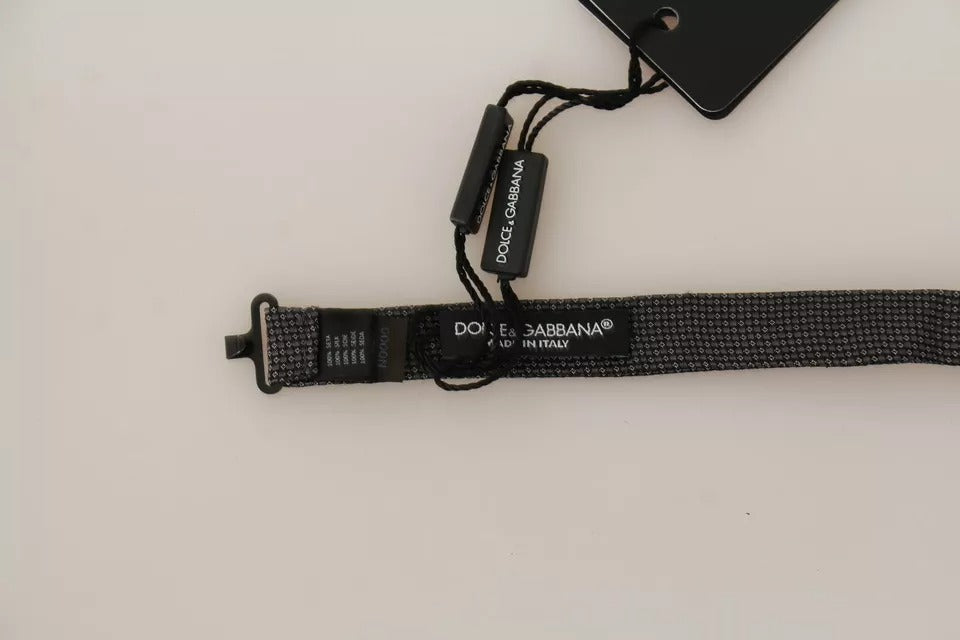 Dolce & Gabbana Dolce & Gabbana Gray Pattern Silk Adjustable Neck Bow Men's Tie