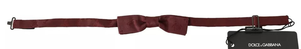 Dolce & Gabbana Dolce & Gabbana Bordeaux Silk Floral Faille Adjustable Bow Men's Tie