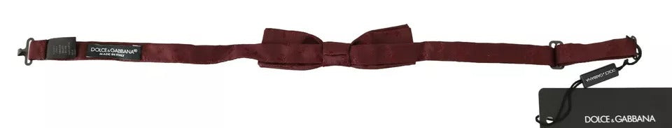 Dolce & Gabbana Dolce & Gabbana Bordeaux Silk Floral Faille Adjustable Bow Men's Tie