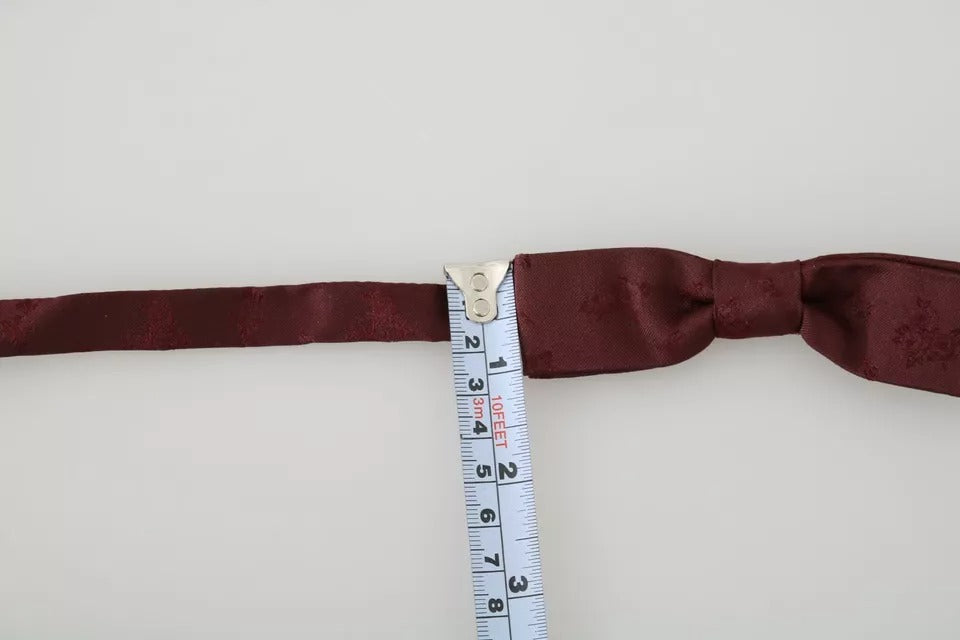 Dolce & Gabbana Dolce & Gabbana Bordeaux Silk Floral Faille Adjustable Bow Men's Tie