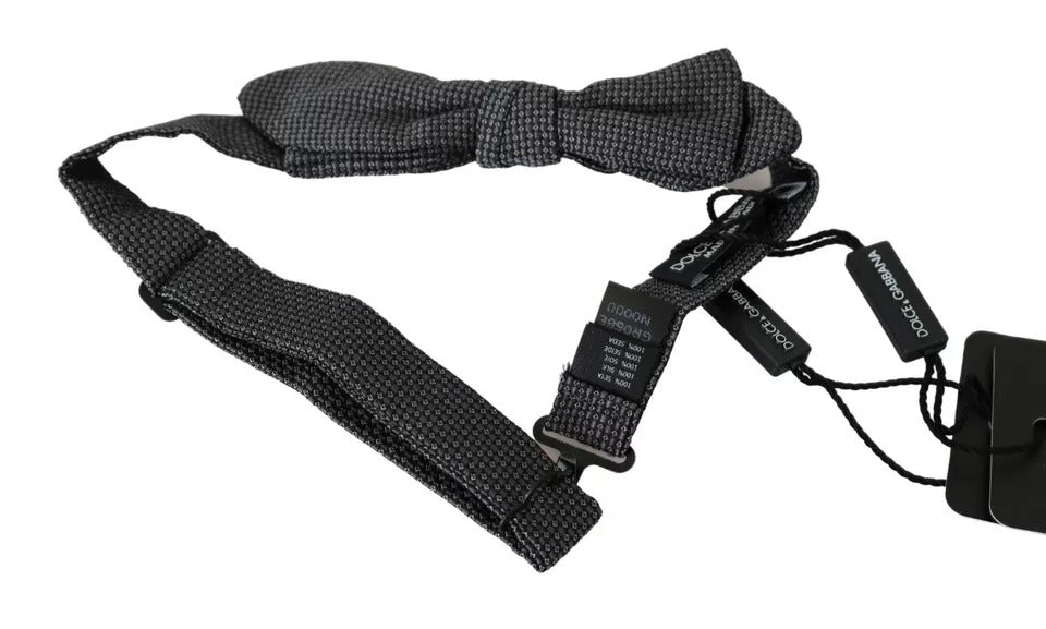 Dolce & Gabbana Dolce & Gabbana Gray Silk Patterned Mens NeckMen's Bow Men's Tie