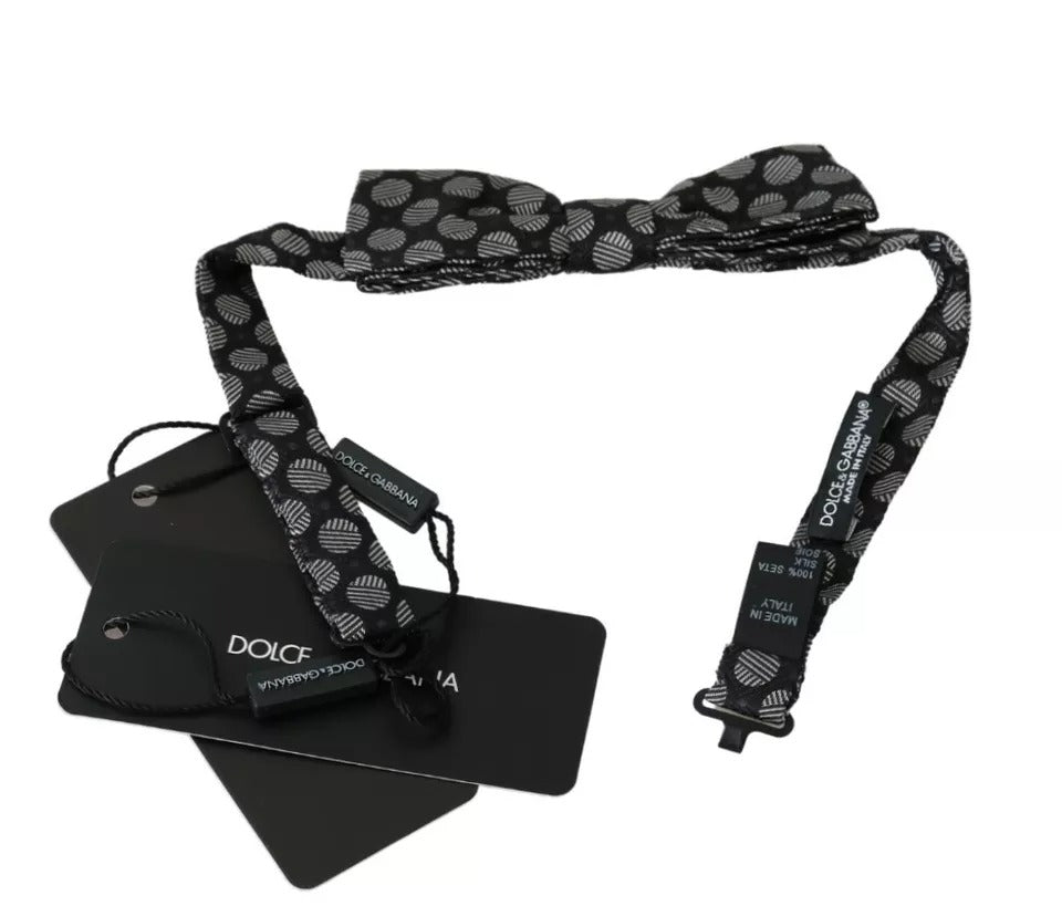 Dolce & Gabbana Dolce & Gabbana Black Silk Circles Men NeckMen's Bow Men's Tie
