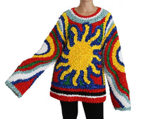 Dolce & Gabbana Multicolor Sun Ruffled Top Blouse Women's Sweater