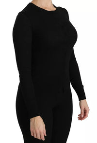 Dolce & Gabbana Black Virgin Wool Long Sleeve Women's Blouse Women's Top