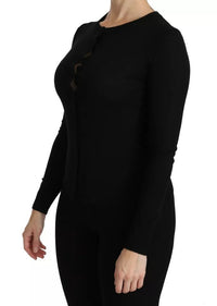 Dolce & Gabbana Black Virgin Wool Long Sleeve Women's Blouse Women's Top