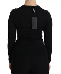 Dolce & Gabbana Black Virgin Wool Long Sleeve Women's Blouse Women's Top