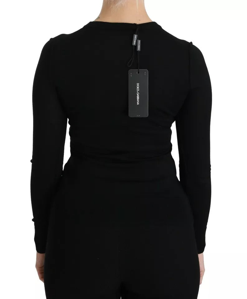 Dolce & Gabbana Black Virgin Wool Long Sleeve Women's Blouse Women's Top