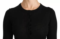 Dolce & Gabbana Black Virgin Wool Long Sleeve Women's Blouse Women's Top