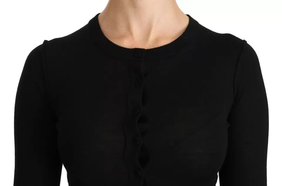 Dolce & Gabbana Black Virgin Wool Long Sleeve Women's Blouse Women's Top