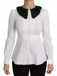 Dolce & Gabbana Black White Decorative Buttons Tops Shirt Women's Blouse