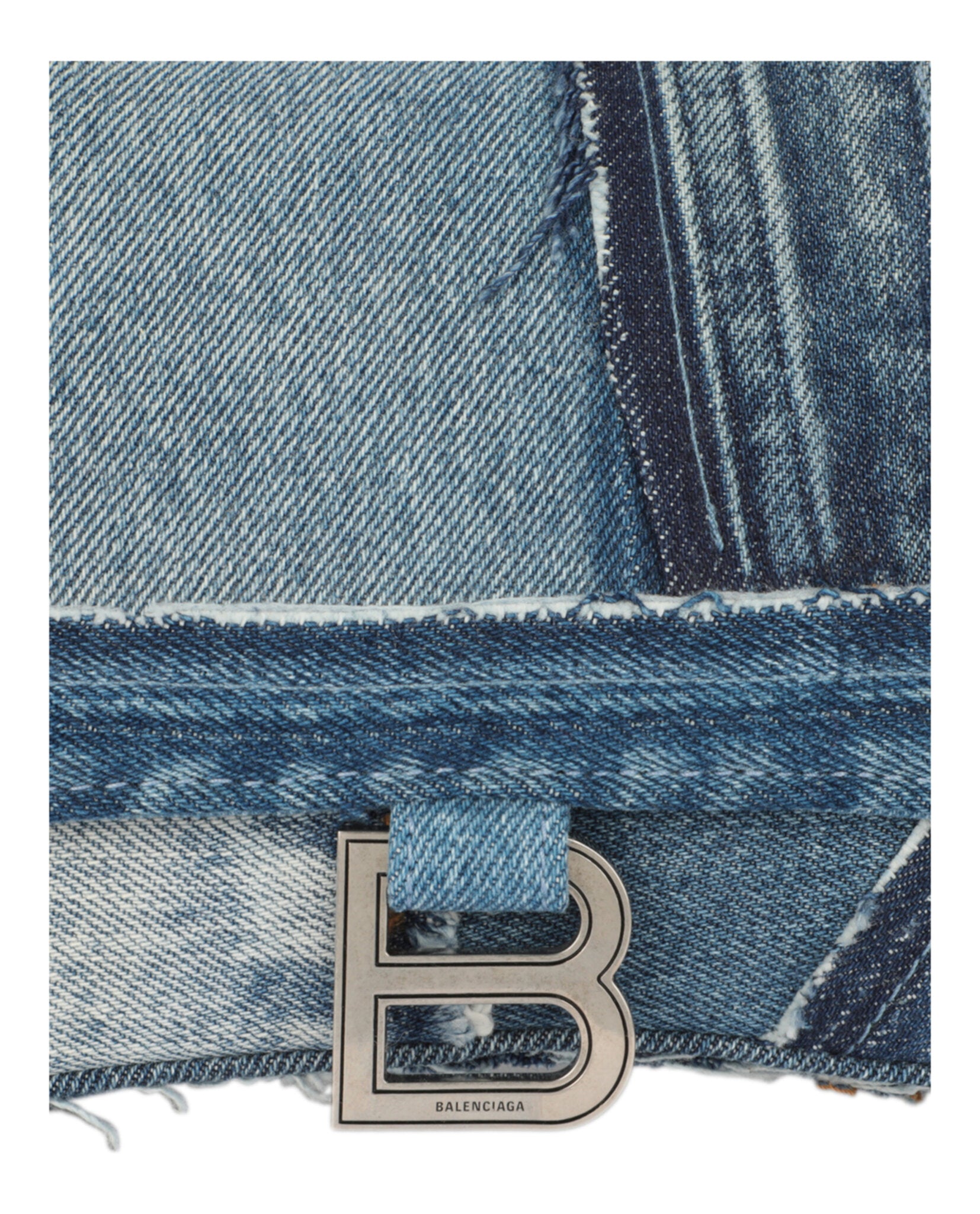 Balenciaga Womens Hourglass Denim Patchwork Top Handle Bag