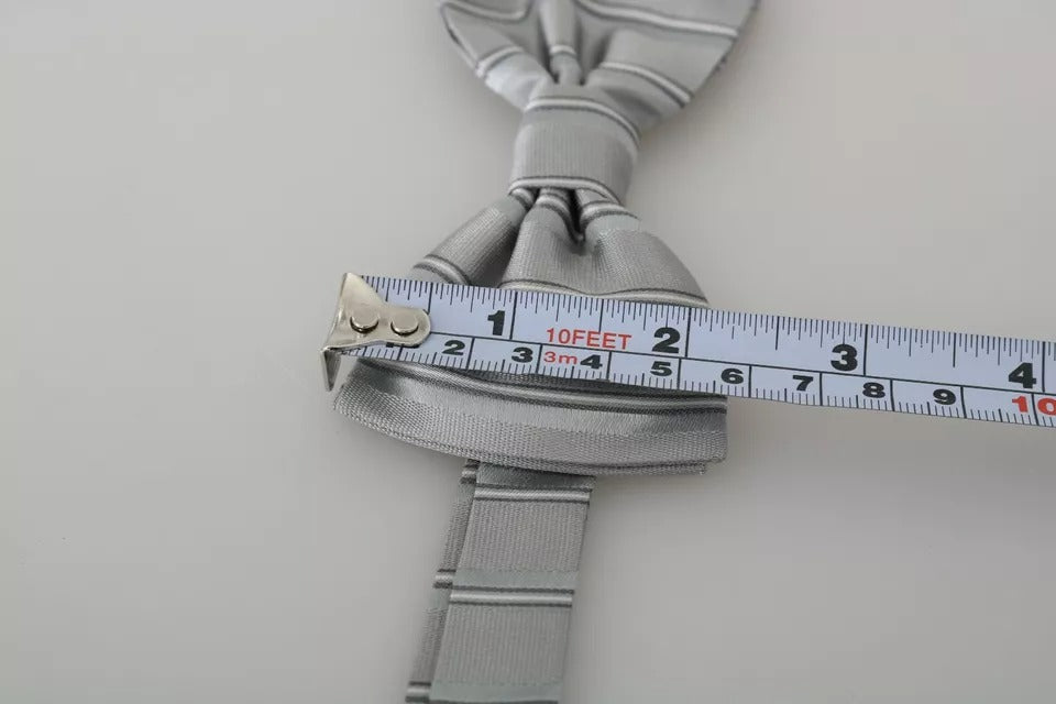 Dolce & Gabbana Dolce & Gabbana Light Gray Lining Adjustable Neck Butterfly Bow Men's Tie