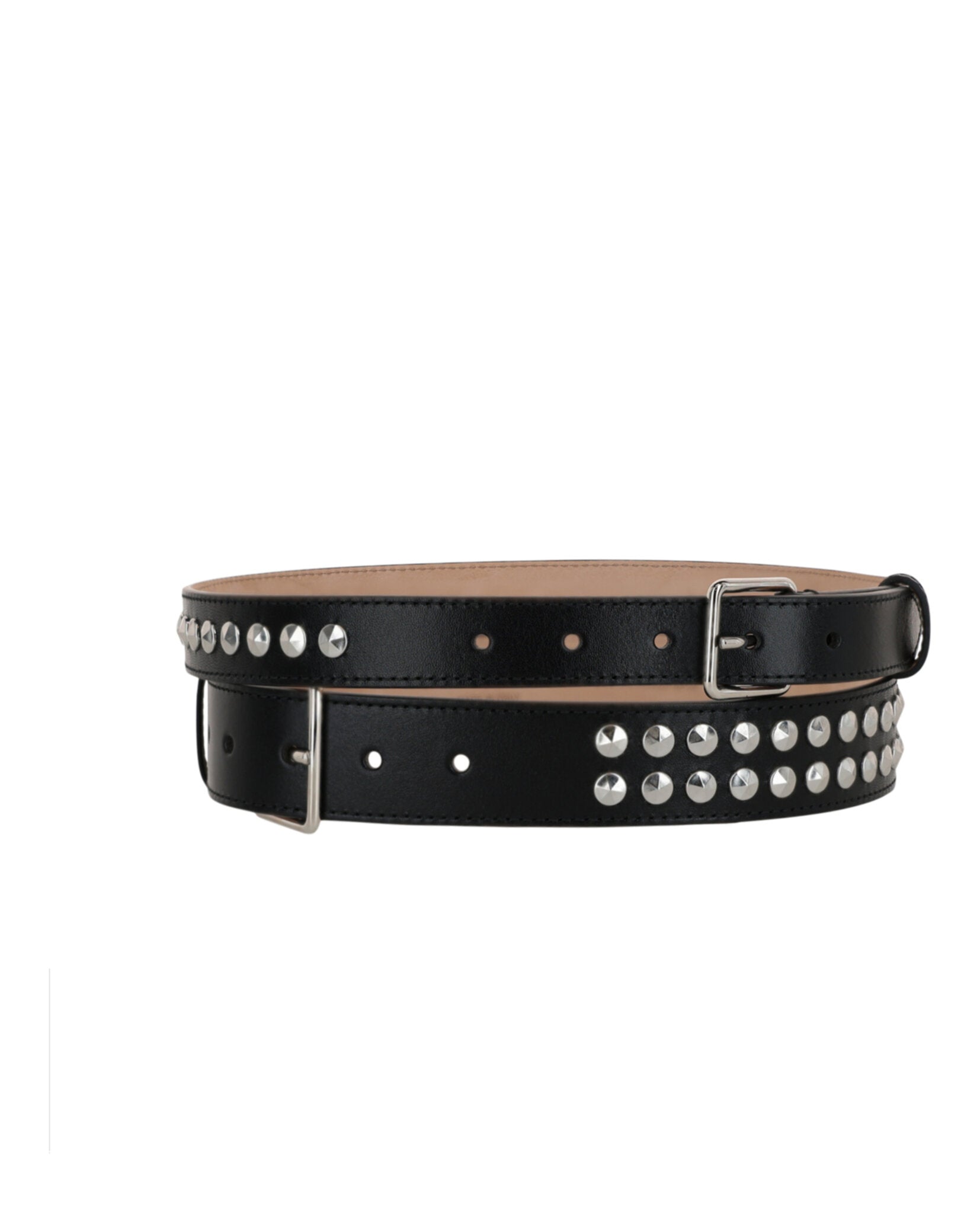 Alexander McQueen Womens Studded Double Belt Black