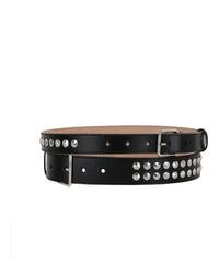 Alexander McQueen Womens Studded Double Belt Black