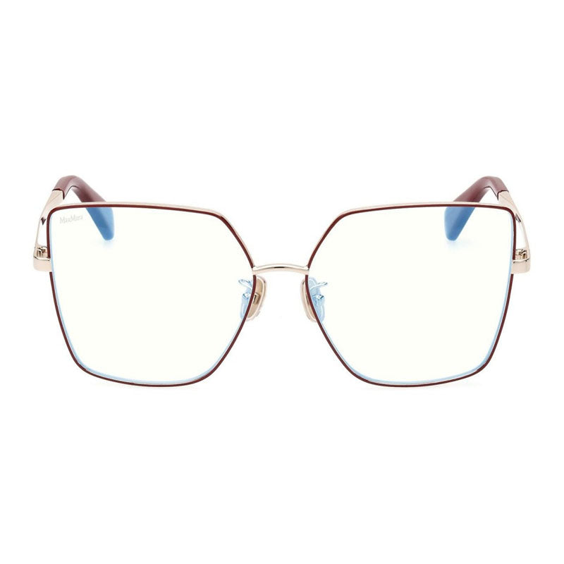 Max Mara Max Mara Eyeglasses Butterfly Full Rim, Black/Gold Frame and Clear/Blue-light Block Lenses Lens MM5073-H-B005
