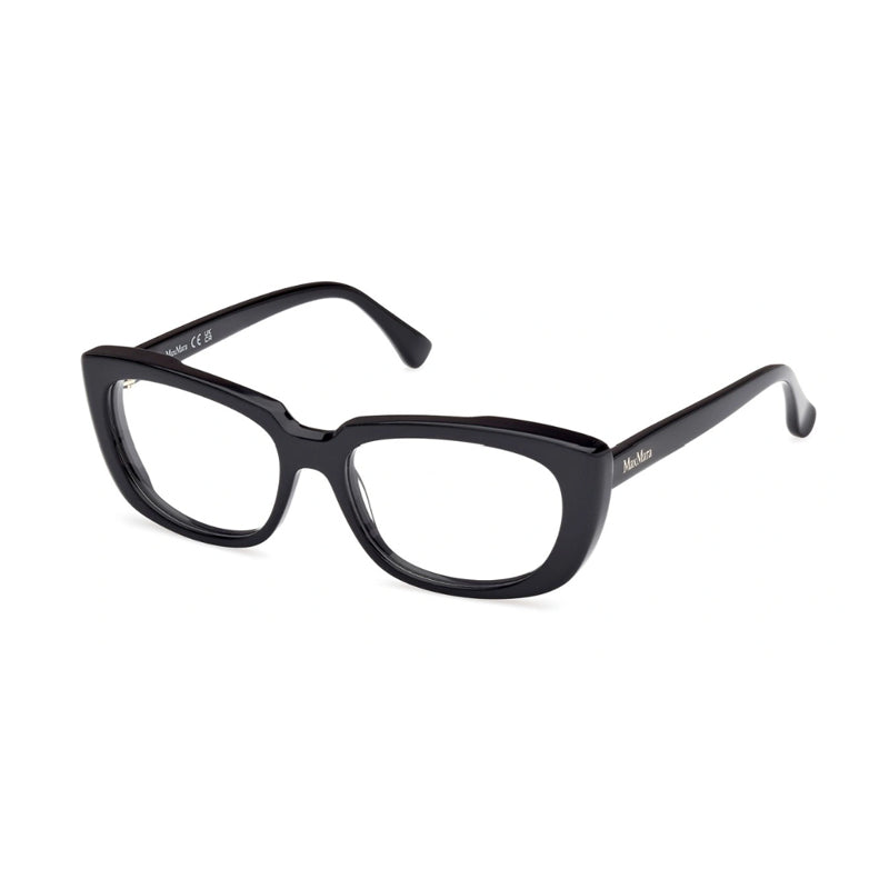 Max Mara Max Mara Eyeglasses Cat Eye Full Rim, Shiny Black Frame and Clear Demo Lenses Lens MM5114001