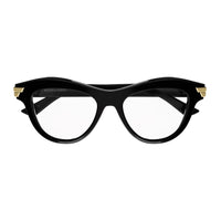 Bottega Veneta Eyeglasses Cat Eye Full Rim, Black Frame and Clear Demo Lenses Lens BV1105O001