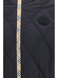 Burberry Men Doversgreen Nylon Down Jacket With Check Stitching