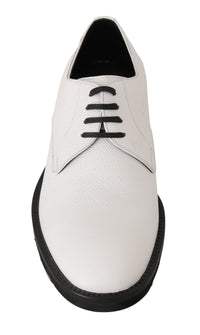 Dolce & Gabbana Dolce & Gabbana White Leather Derby Dress Formal Men's Shoes