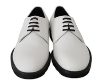 Dolce & Gabbana Dolce & Gabbana White Leather Derby Dress Formal Men's Shoes