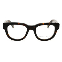 Philipp Plein Eyeglasses Square Full Rim, Shiny Havana Frame and Clear Demo Lenses Lens VPP146M0722