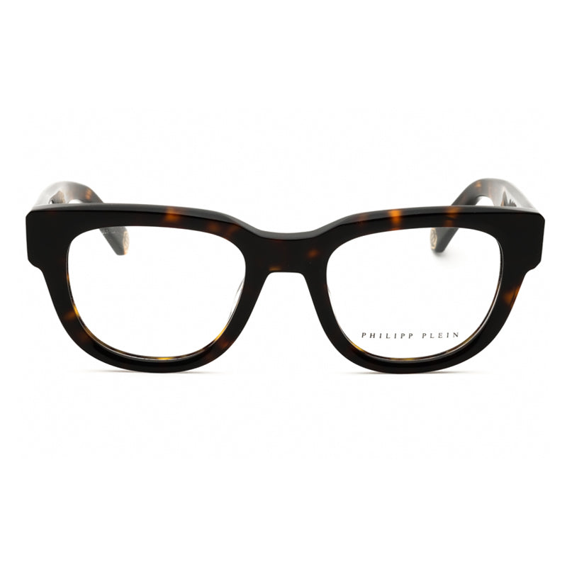 Philipp Plein Eyeglasses Square Full Rim, Shiny Havana Frame and Clear Demo Lenses Lens VPP146M0722