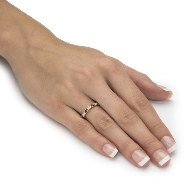 PalmBeach Jewelry 10K Yellow Gold Round Genuine Blue Sapphire and Diamond Accent Ring Sizes 6-10