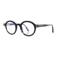 Tom Ford Tom Ford Eyeglasses Round Full Rim, Black Frame and Clear/Blue-Light Block Lenses Lens FT5664-B005
