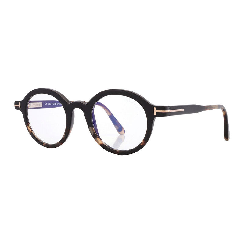 Tom Ford Tom Ford Eyeglasses Round Full Rim, Black Frame and Clear/Blue-Light Block Lenses Lens FT5664-B005