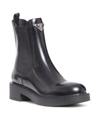 Prada Women Brushed Leather Ankle Boots