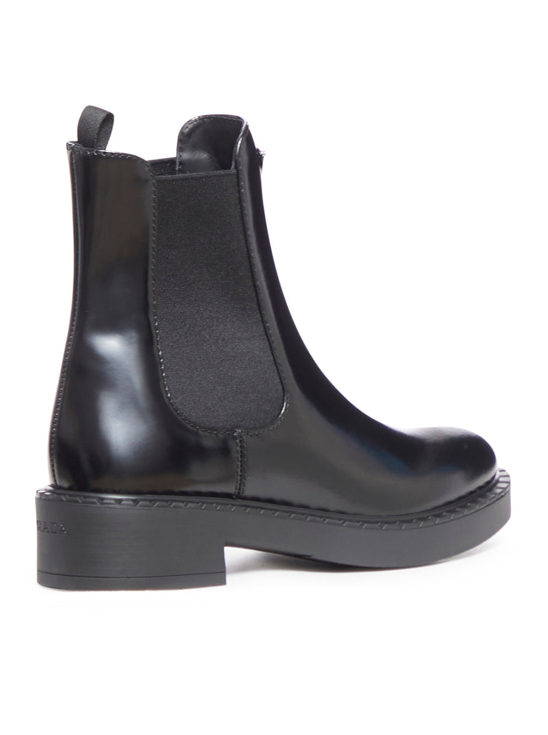 Prada Women Brushed Leather Ankle Boots