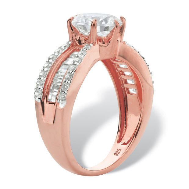 PalmBeach Jewelry Rose Gold-plated Sterling Silver Round Cubic Zirconia Engagement Ring Sizes 6-10