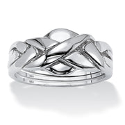 PalmBeach Jewelry Platinum-plated Sterling Silver Interlocking Puzzle Ring Sizes 6-10