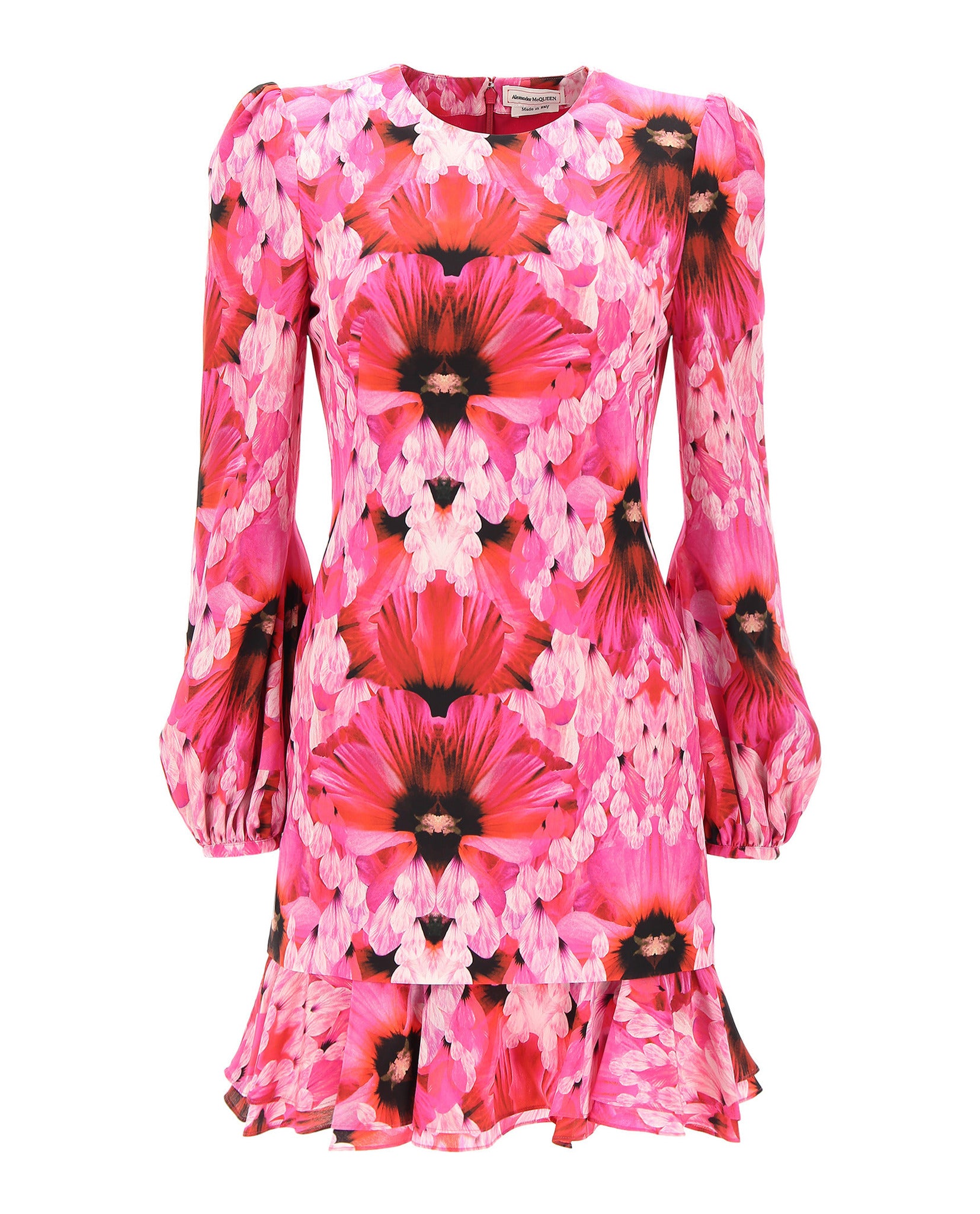 Alexander McQueen Womens Floral-Print Silk Mini Dress