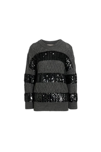 Valentino Garavani Valentino Garavani Sequin-Embellished Cable-Knit Wool Sweater Grigio Mel.scuro/nero 3B0Kc50D88A_Zph