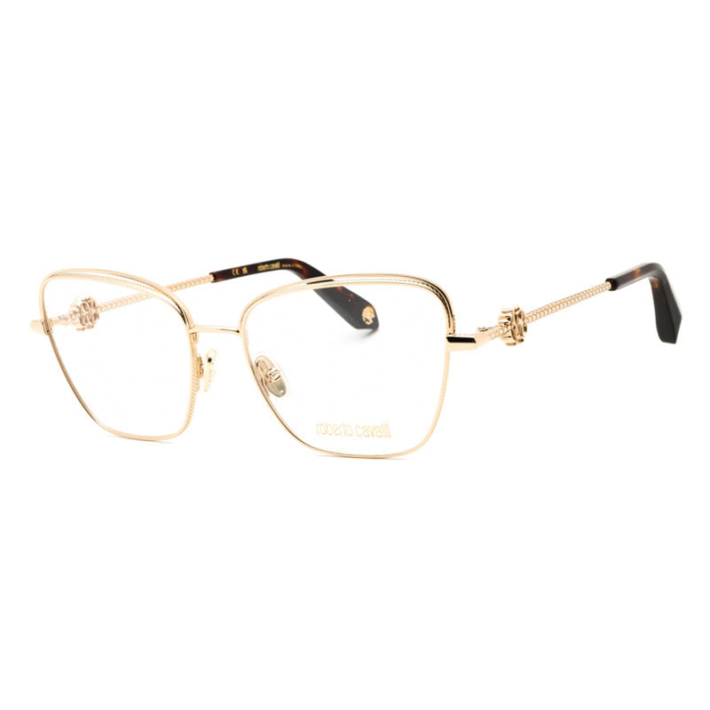 Roberto Cavalli Eyeglasses Butterfly Full Rim, Shiny Rose Gold Frame and Clear Demo Lenses Lens VRC069V300V