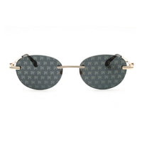Palm Angels Sunglasses Oval Rimless, Gunmetal Frame and Blue Gradient Electric Lens PERI10HCRYSTAL1007
