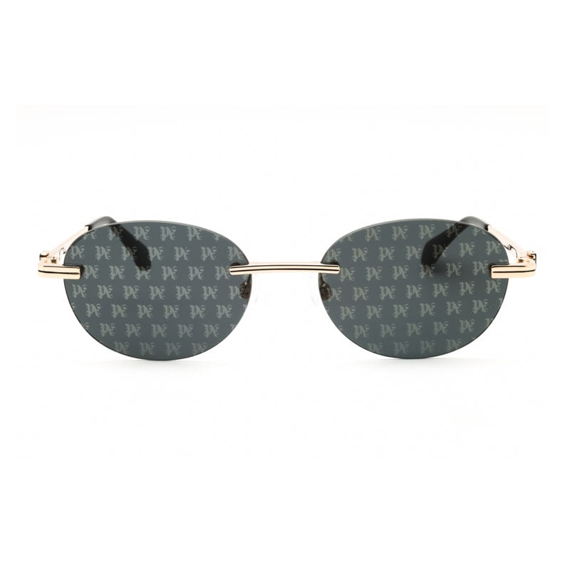 Palm Angels Sunglasses Oval Rimless, Gunmetal Frame and Blue Gradient Electric Lens PERI10HCRYSTAL1007
