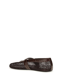 Alaïa Women Mesh And Crocodile-Print Leather Ballerinas