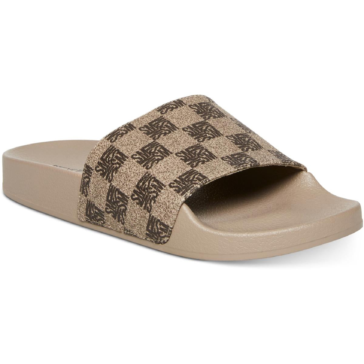 Sealed Womens Faux Leather Slip On Pool Slides