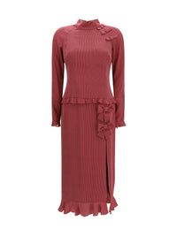 Alessandra Rich Women Silk Polka-Dot Midi Dress With Appliqué Bows