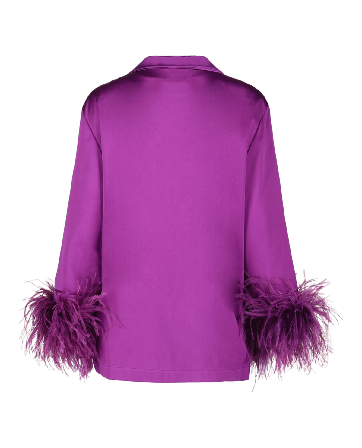 Valentino Valentino Womens Feather-Trimmed Silk Satin Shirt